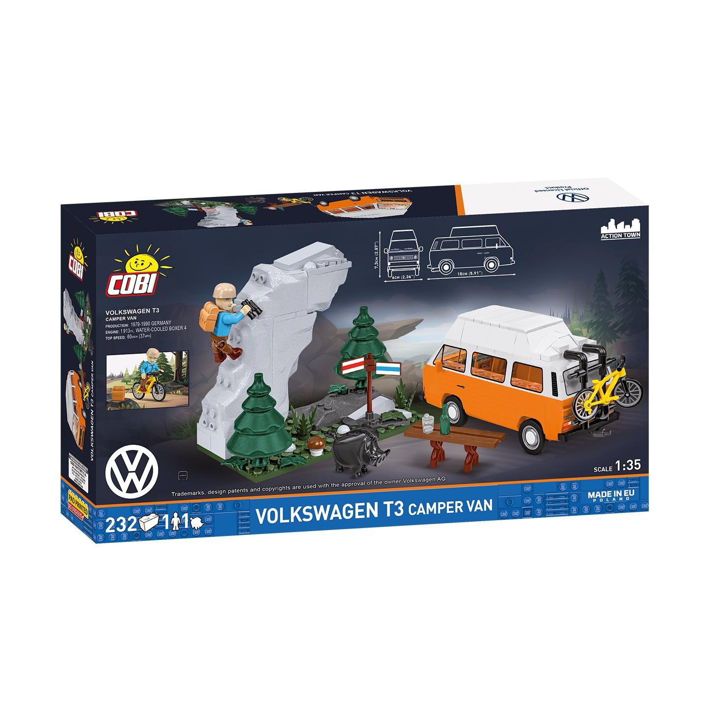 Детский конструктор COBI Volkswagen T3 Camper Van Action Town 232-Piece Building Set, Ages 7+ — фото 2