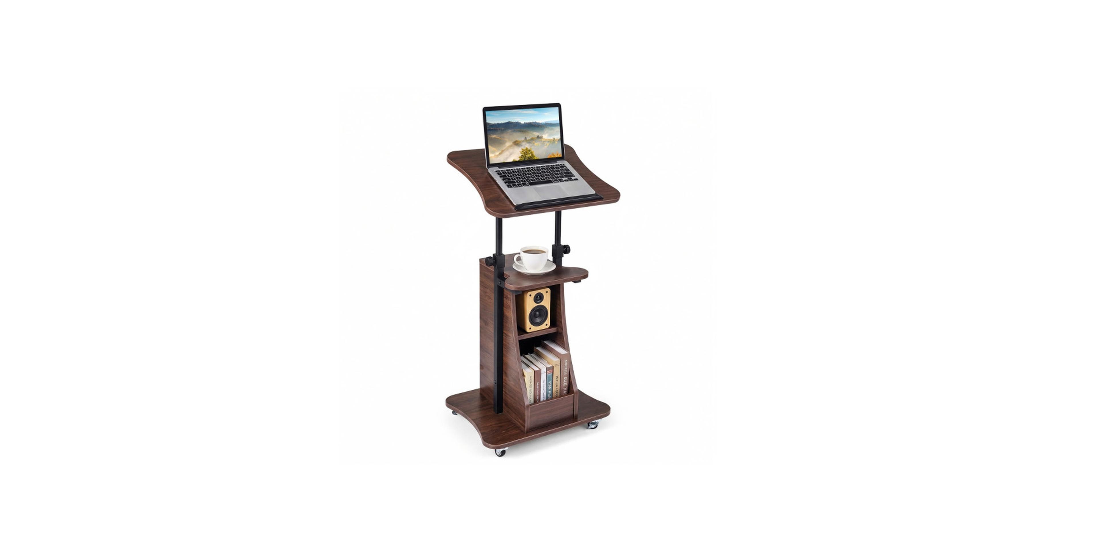 Gouun 180-Degree Tilting Laptop Cart with Adjustable Height
