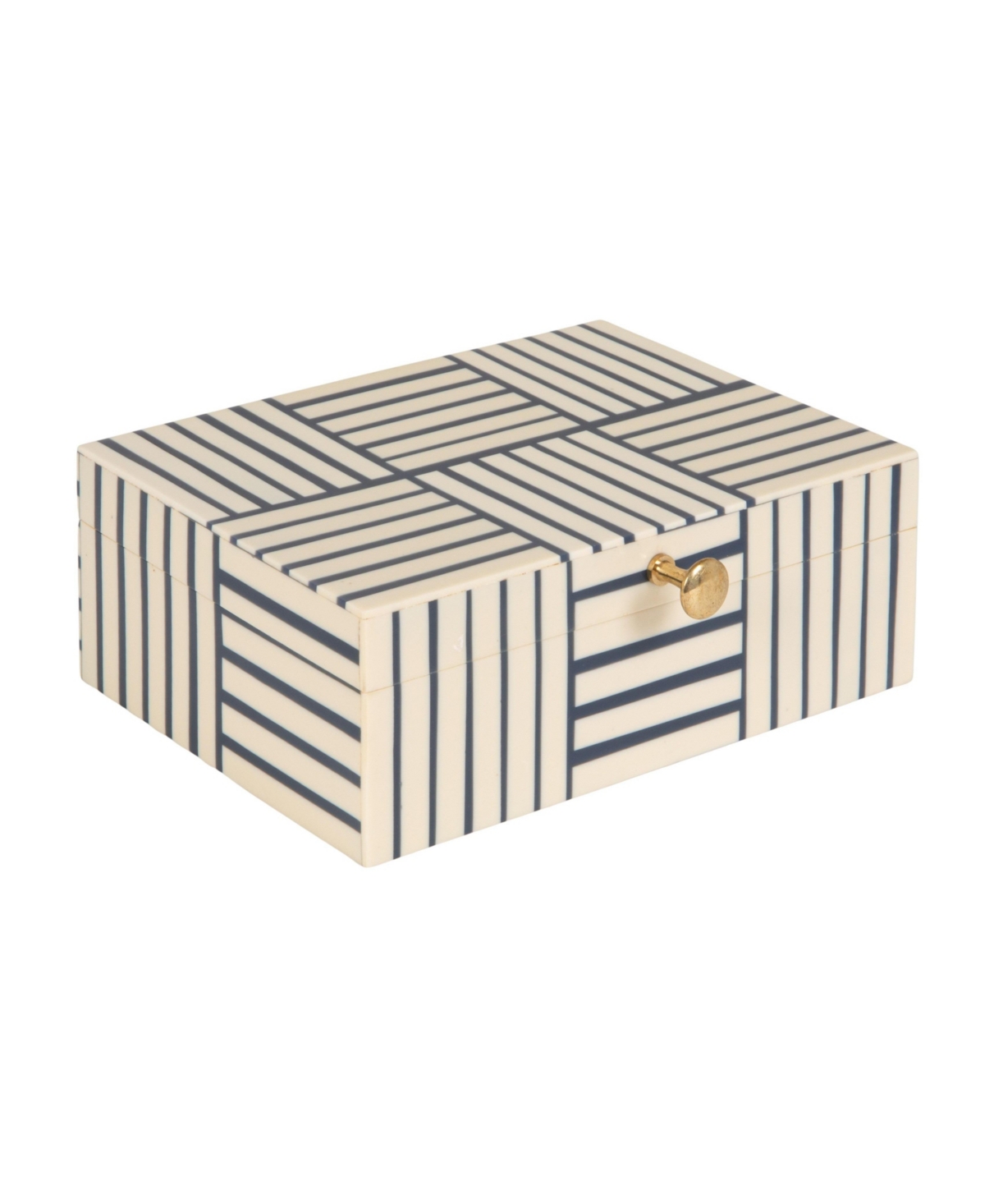 Storied Home Striped Resin Storage Box