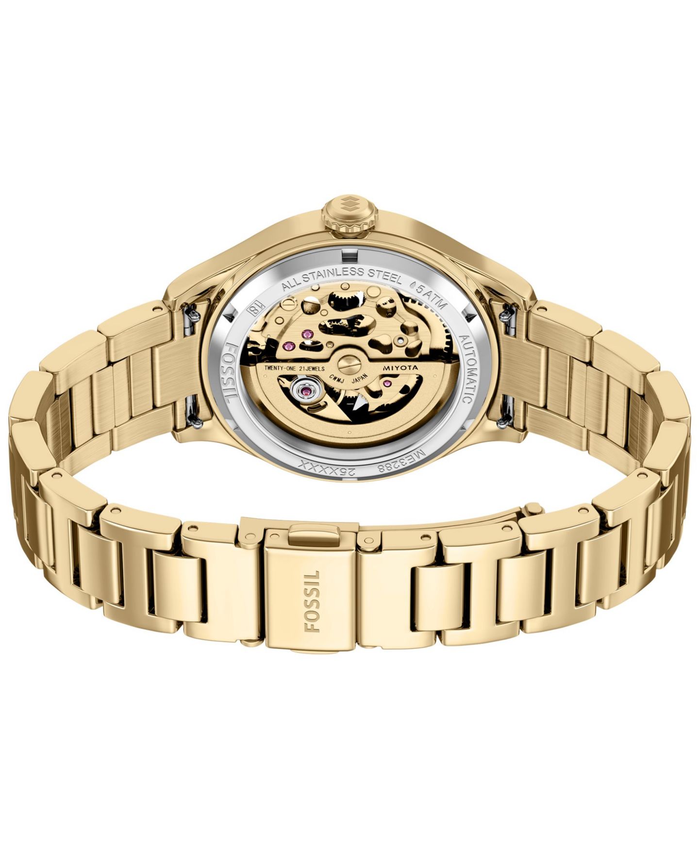 Женские часы Fossil Automatic Water-Resistant Gold Stainless Steel Bracelet Watch 36mm — фото 6