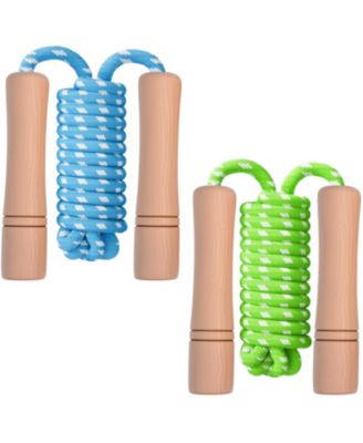Wooden Handle Adjustable Cotton Braided Kids Jump Rope Fitness Workout