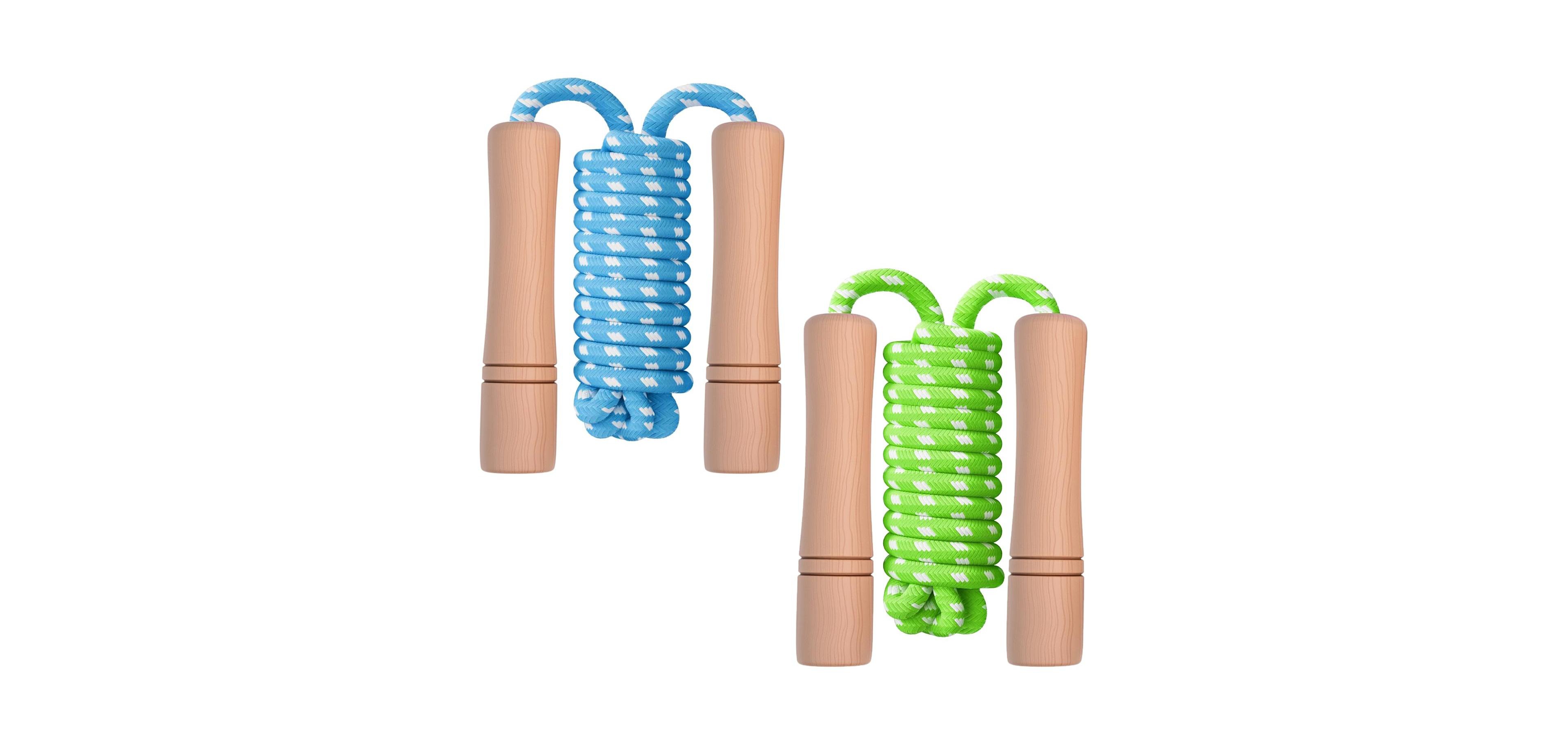 Sportneer Wooden Handle Adjustable Cotton Braided Kids Jump Rope Fitness Workout