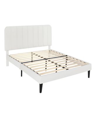 Full Size Upholstered Bed Frame with Headboard and Platform Design