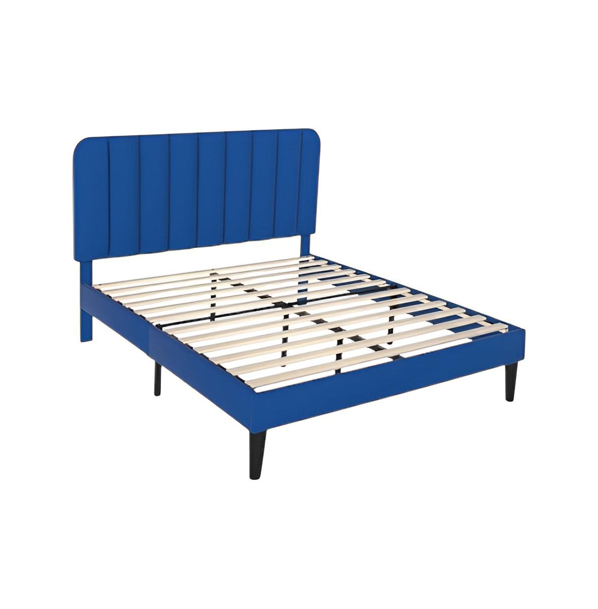 Slickblue Full Size Upholstered Bed Frame with Headboard and Platform Design - Blue