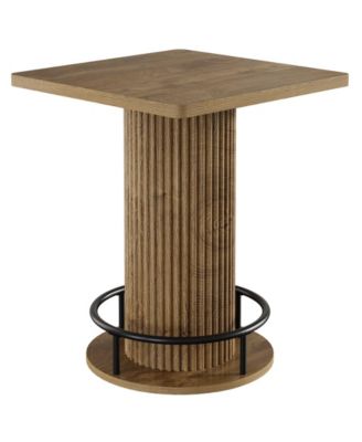 Square Pub Table with Metal Footrest for Apartment Kitchen and Dining Area