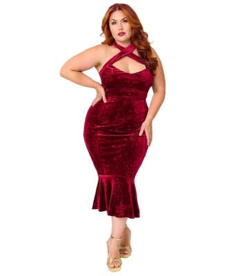Plus Size Penelope 1950s-Style Sweetheart Halter Dress