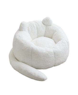 Cat-Shaped Adult Bean Bag Sofa, Pre-Filled Memory Foam, No Assembly