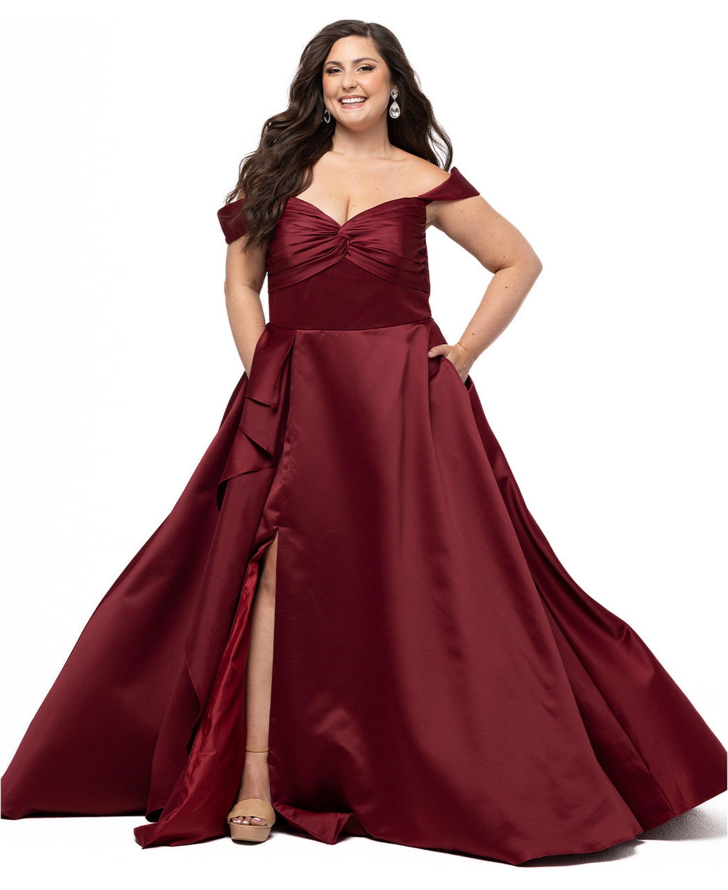 Plus Size A-Line Satin Sweetheart Neck Gown