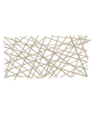 25" X 49" Gold Abstract Lines Metal Hanging Dimensional Sculpture