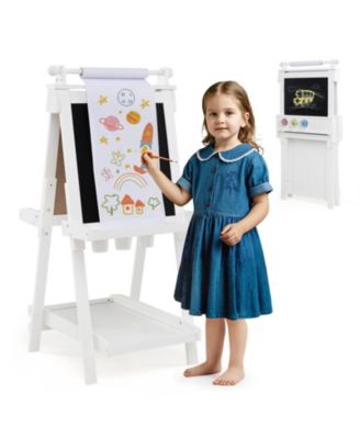 3-in-1 Double-sided Art Easel with Chalkboard and Magnetic Whiteboard, for Drawing, Painting and Creative Activities
