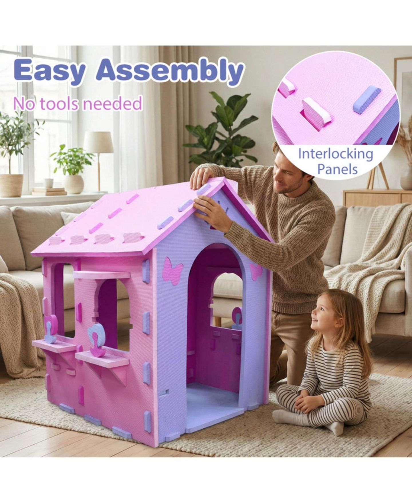 Игровой домик Hongge Cottage с окошками Peek-a-Boo, 1-3 года, цвет: Розовый — фото 7