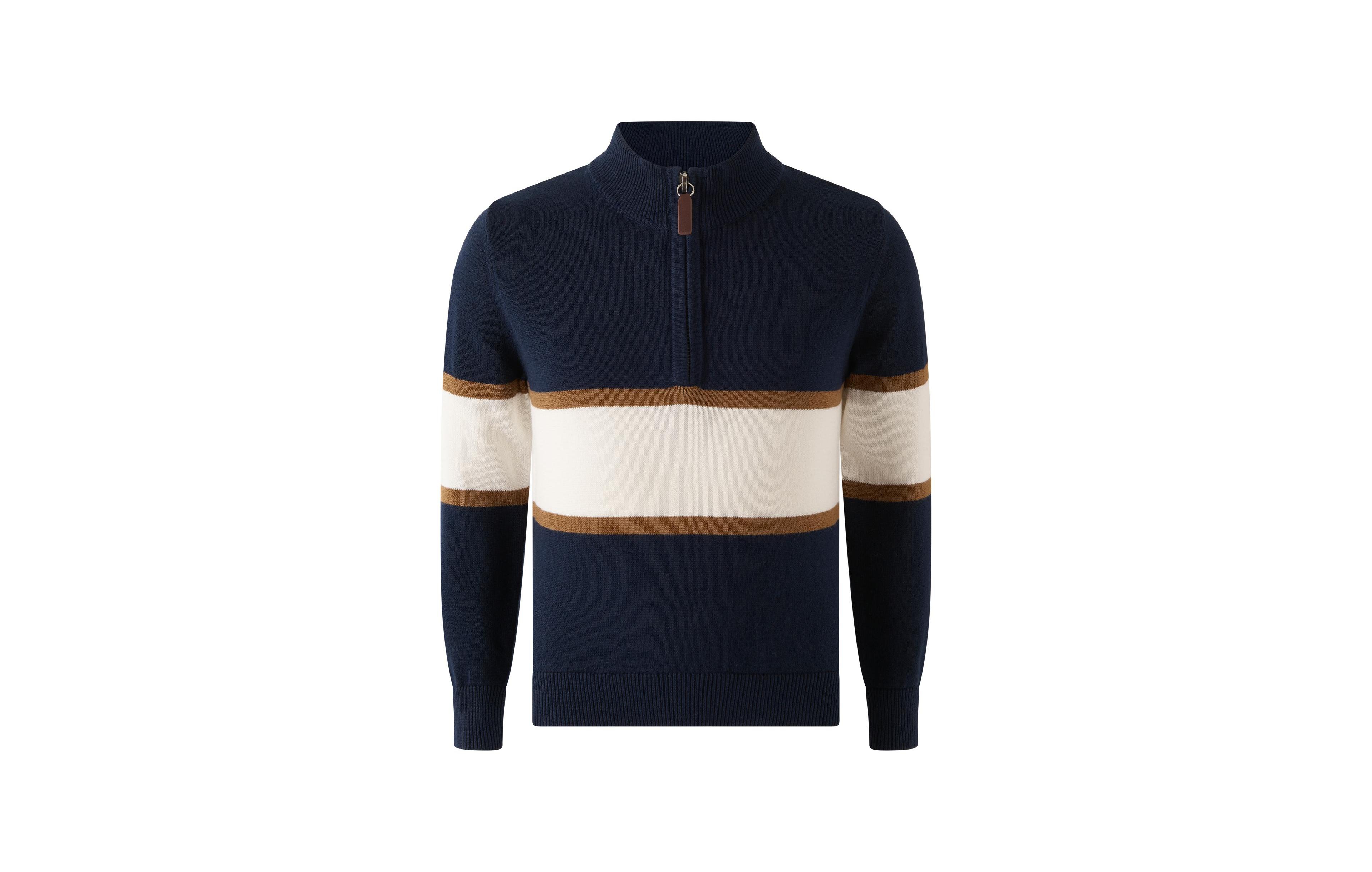 Rachel Riley Toddler Boys' 2T-5T Half-Zip Stripe Sweater