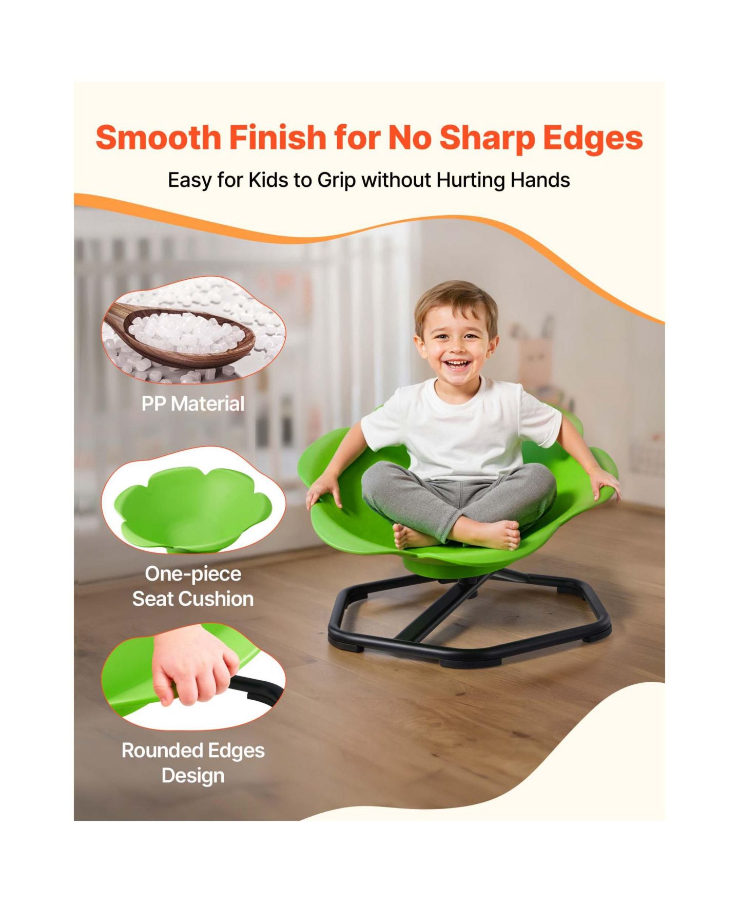Детская игрушка HONGGE Sensory Spinning Seat with 360 Degree Rotation, 220 lbs, Ages 3-12, цвет: Зелёный — фото 10