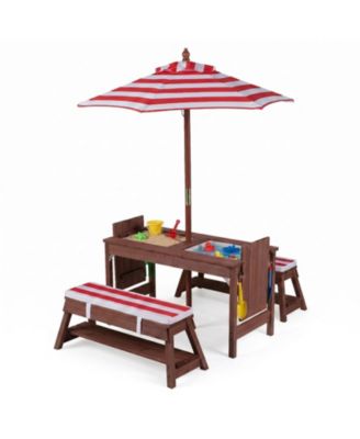 4-in-1 Kids Picnic Table and Bench Set with Sand and Water Boxes Tables