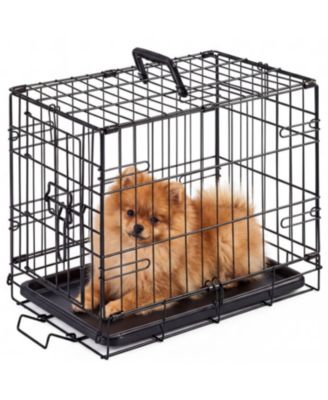 Single Door Foldable Metal Dog Crate with Removable Tray, Portable Wire Kennel for Small and Medium Dogs
