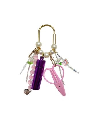 Portable Embroidery Craft Kit Bag Charm with Scissors Threader and Keyring