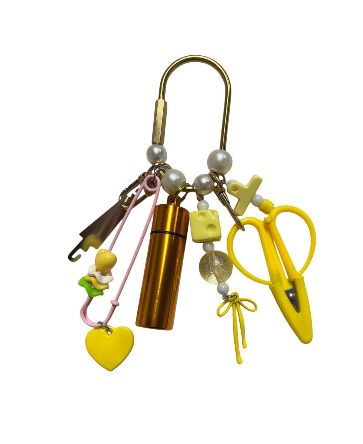 Aeelike Portable Embroidery Craft Kit Bag Charm with Scissors Threader and Keyring - Yellow