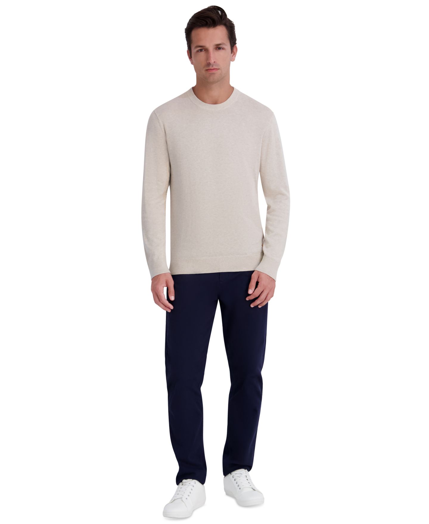 Мужской свитер KARL LAGERFELD PARIS Fine Gauge Blend Crewneck Long-Sleeve Sweater, цвет: Овсяный — фото 2