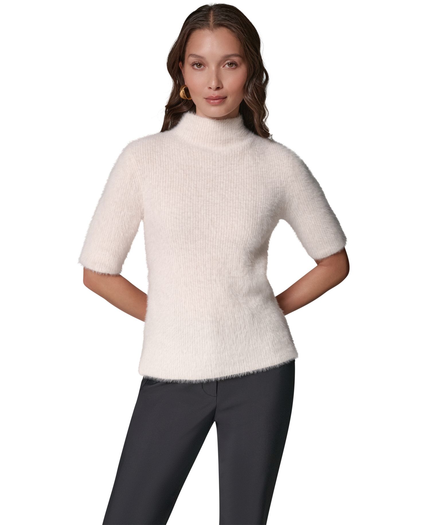 Women's Short-Sleeve Mock Neck Sweater