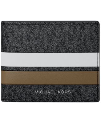 Men's Slim Bifold Signature Logo Print Faux Leather Wallet