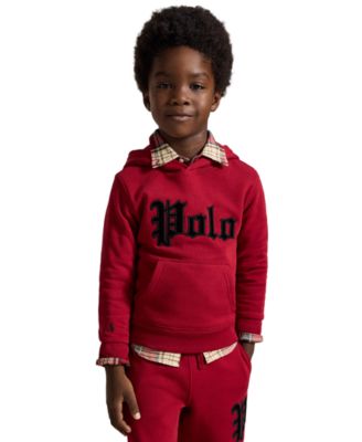 Boys' 2T-7 Velvet-Logo Cotton-Blend Hoodie