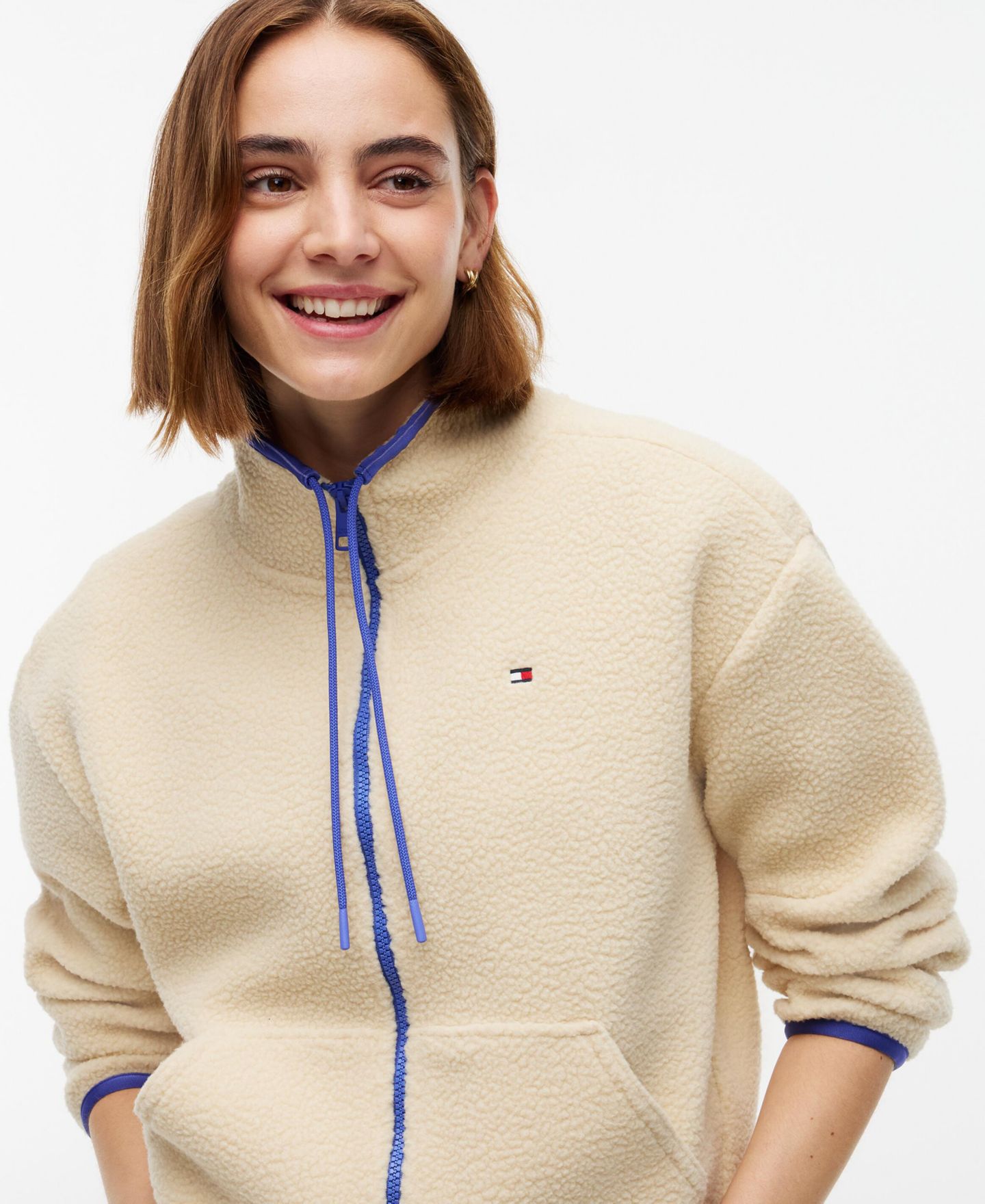 Женская куртка Tommy Hilfiger Funnel Neck Long-Sleeve Fleece, цвет: Слоновая кость — фото 3