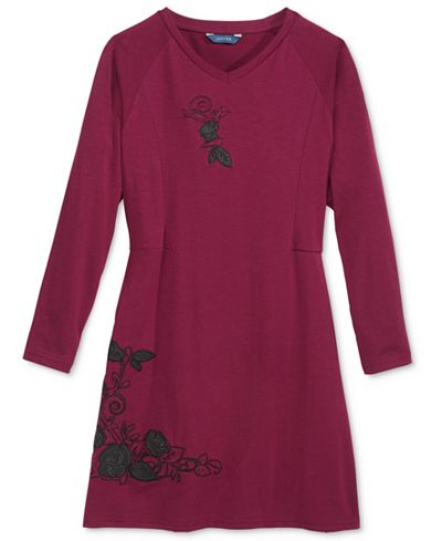GUESS Embroidered Long-Sleeve Dress, Big Girls (7-16)