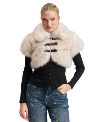 Women's Faux Fur Cap Sleeve Bolero Jacket
