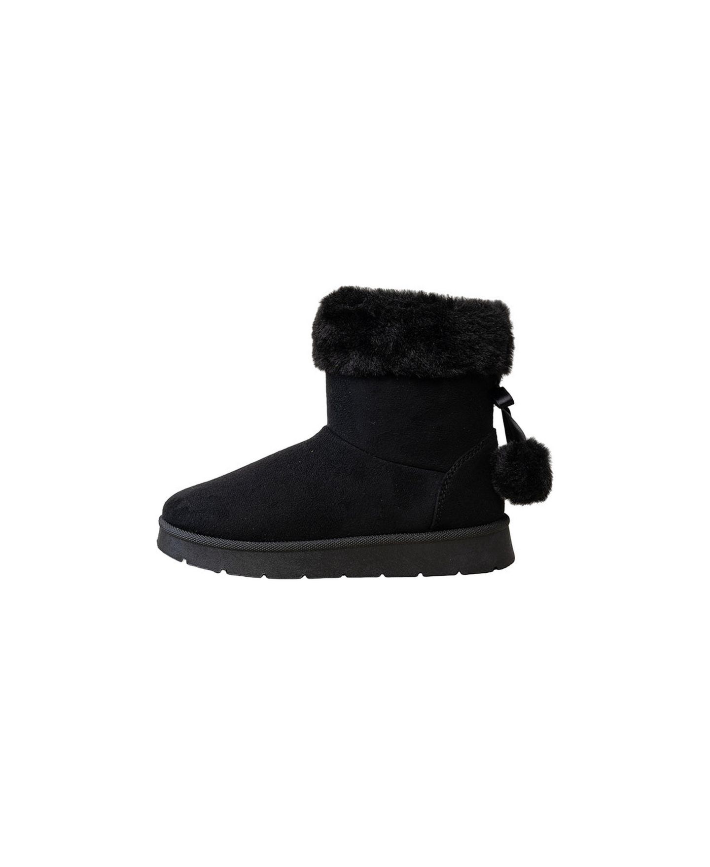 Ботинки Bebe Cozy Faux-Fur Cuff Boot with Bow and Pom-Pom Accents для девочек, цвет: Чёрный — фото 3