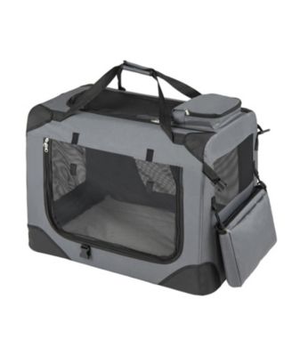 24 Inch Collapsible Soft Dog Travel Crate with 3 Doors Mesh Windows and Washable Mat