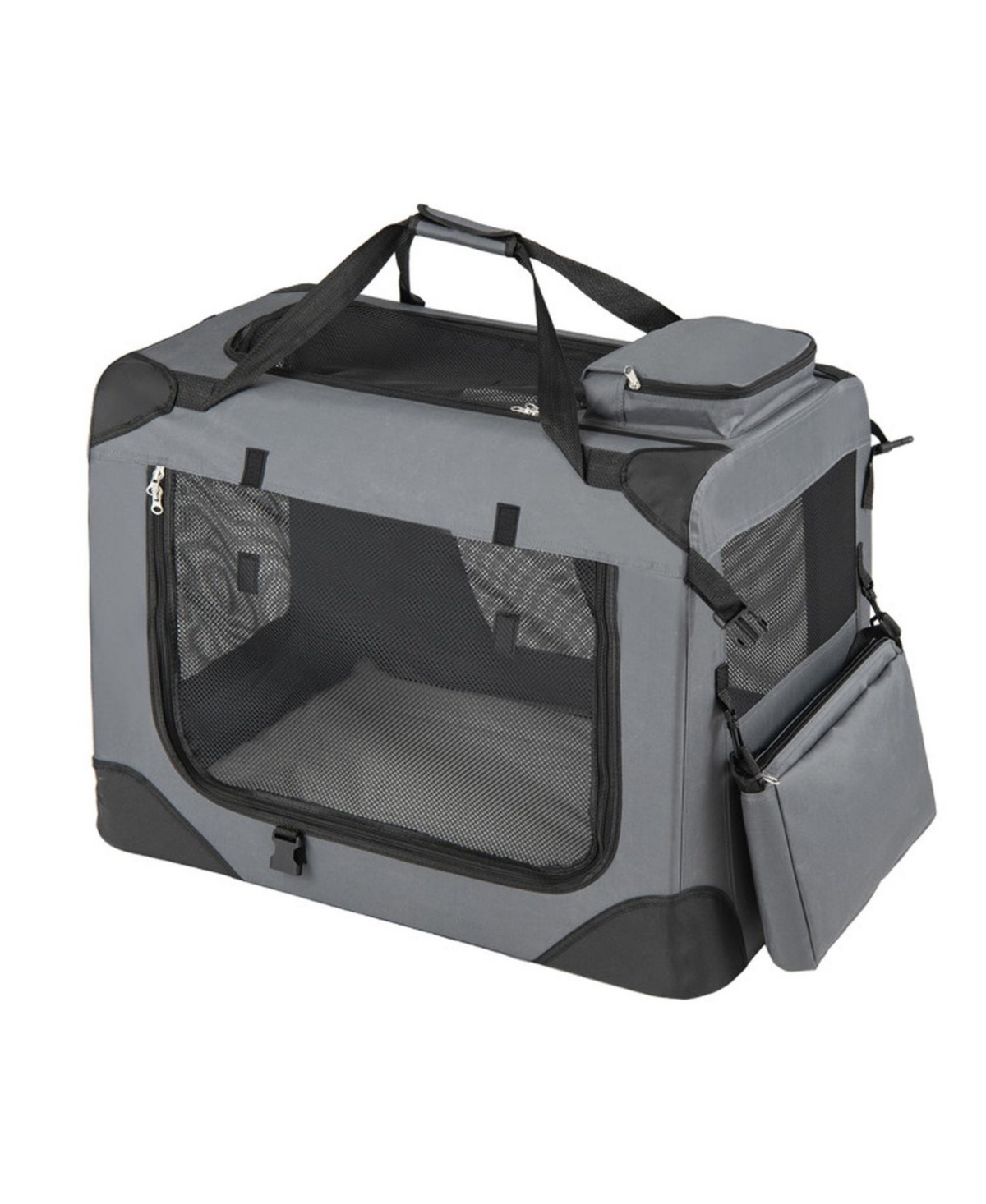 Sugift 24 Inch Collapsible Soft Dog Travel Crate with 3 Doors Mesh Windows and Washable Mat