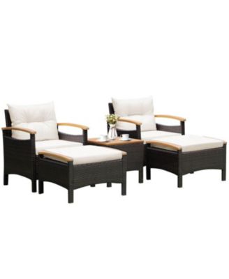 Patio Conversation Set with Cushions Table and Ottomans