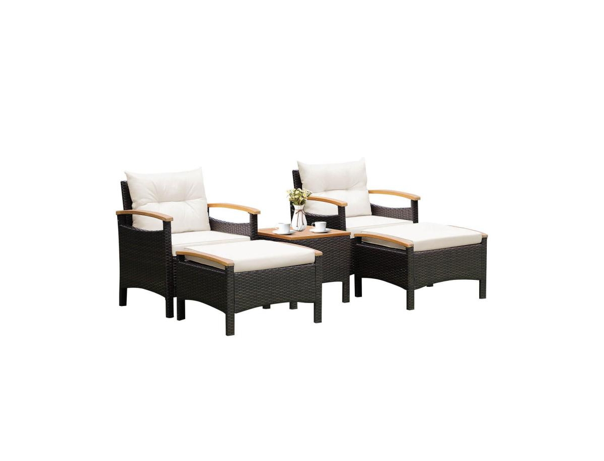 Mondawe Patio Conversation Set with Cushions Table and Ottomans