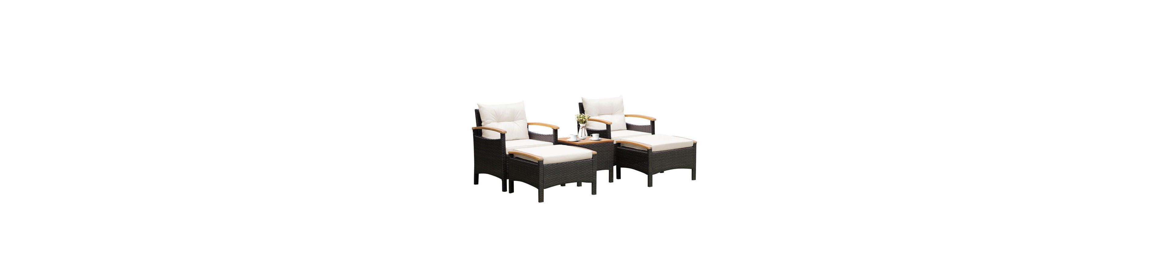 Mondawe Patio Conversation Set with Cushions Table and Ottomans