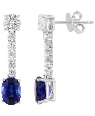 Lab-Grown Diamond (1-1/20 ct. t.w.) and Lab-Grown Sapphire (2-1/10 ct. t.w.) Earrings in 14k White Gold