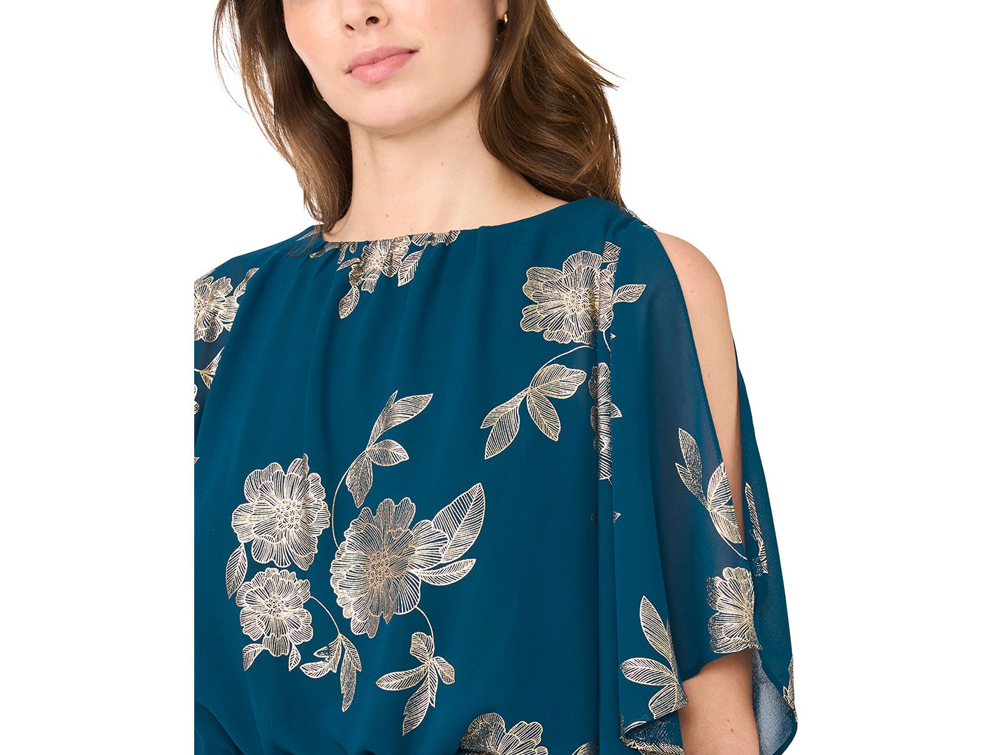 Женский комбинезон MSK Floral-Print Metallic Wide-Leg Jumpsuit, цвет: Зелёный — фото 4