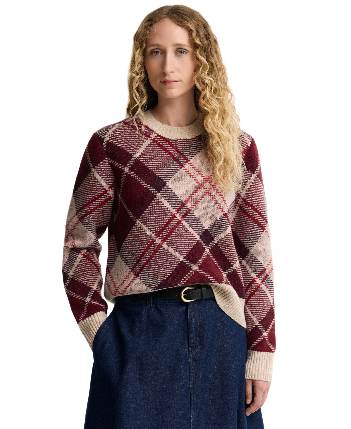Barbour Women's Stevie Plaid Wool-Blend Loose-Fit Pullover Sweater - Multi
