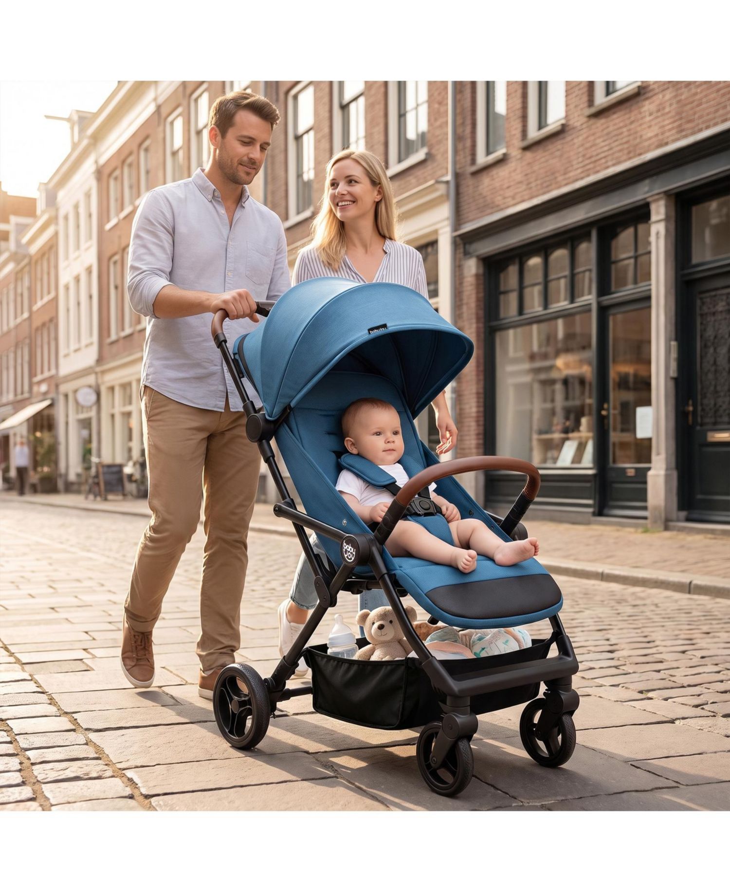 Lightweight Baby Stroller w/One-Hand Folding Adjustable Canopy Backrest Footrest