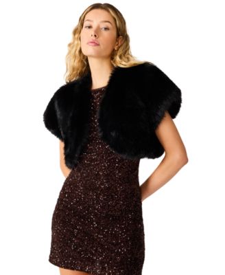 Juniors' Jalen Cropped Faux Fur Bolero Jacket