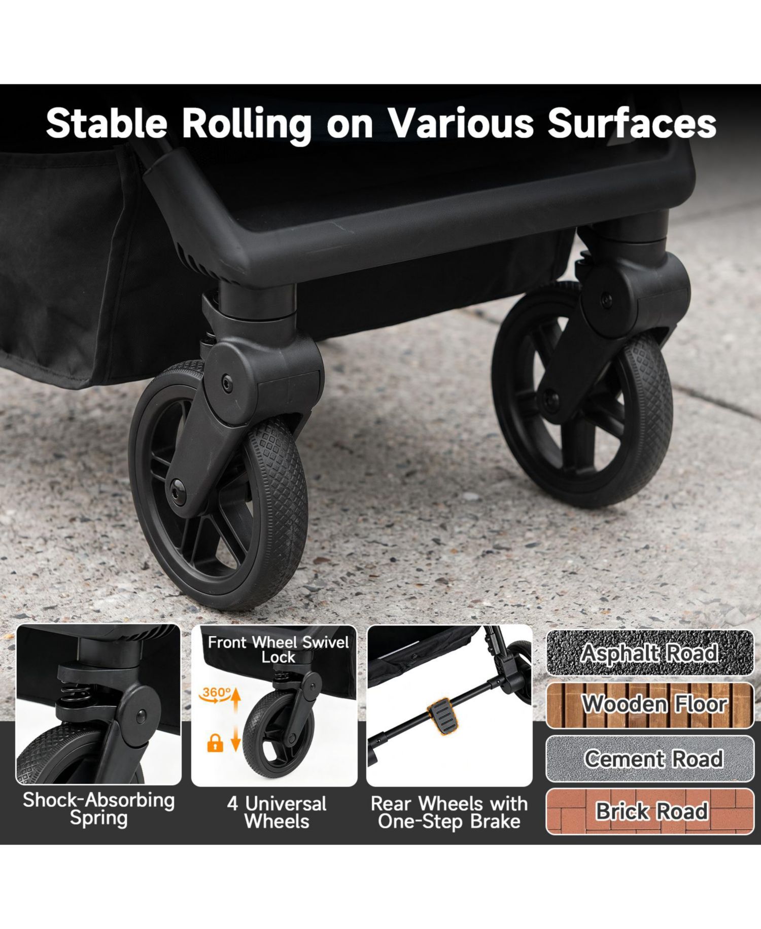 Lightweight Baby Stroller w/One-Hand Folding Adjustable Canopy Backrest Footrest