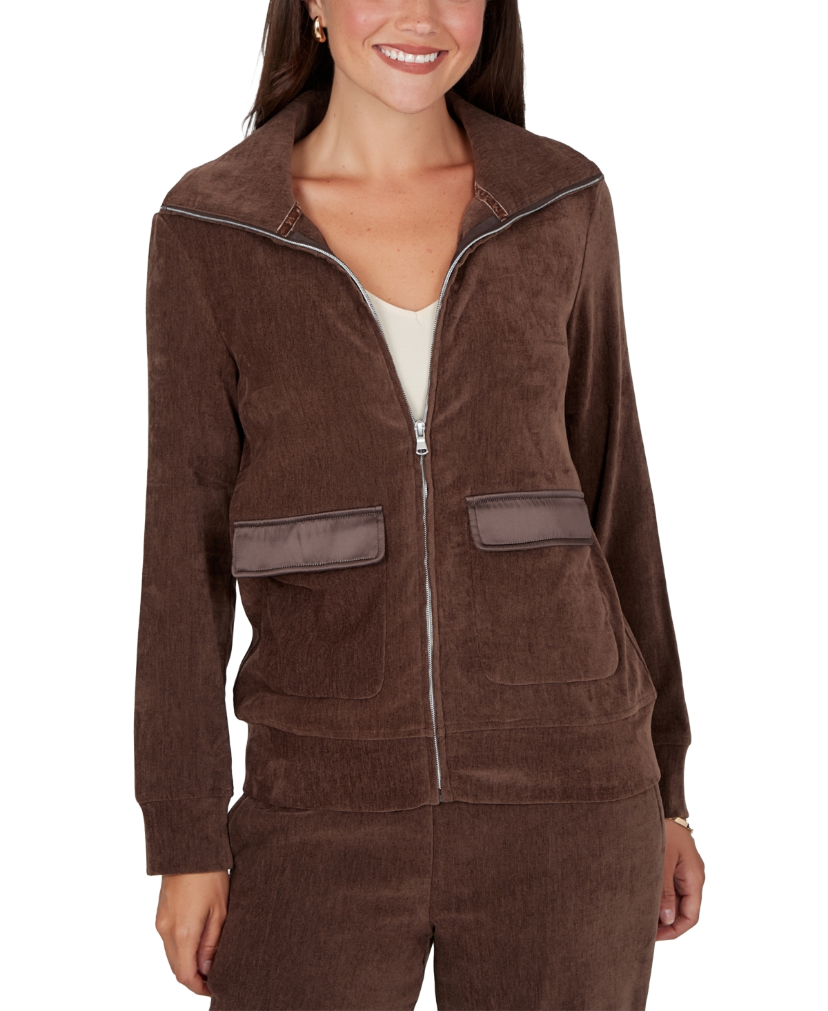 Ruby Rd. Women's Long-Sleeve Collared Velveteen Jacket