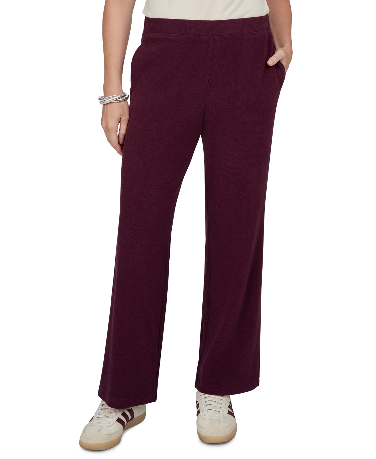 Ruby Rd. Petite Must Haves I Stretch Pull-On Straight-Leg Pants - Mahogany
