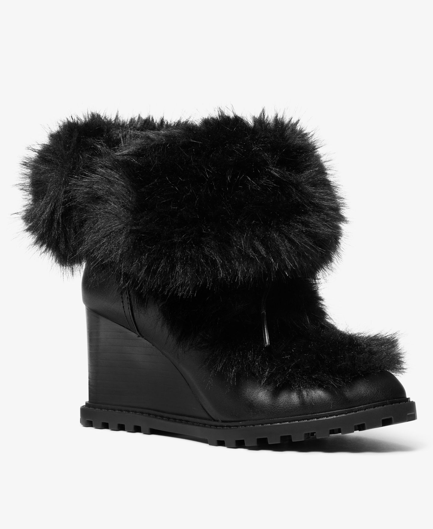 Женские ботильоны Michael Kors Blakely на танкетке с отделкой из овчины, цвет: Чёрный — фото 1