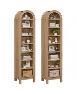 2PCS Arched Bookcase 8-Tier Arch Bookshelf 71 Inch with 3 Adjustable Shelves