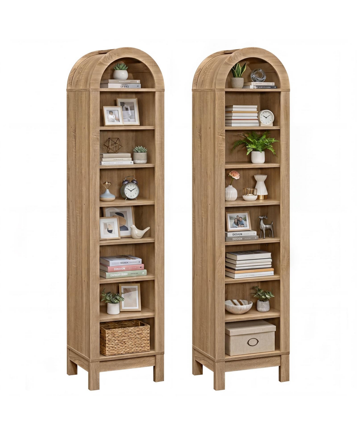 Gymax 2PCS Arched Bookcase 8-Tier Arch Bookshelf 71 Inch with 3 Adjustable Shelves