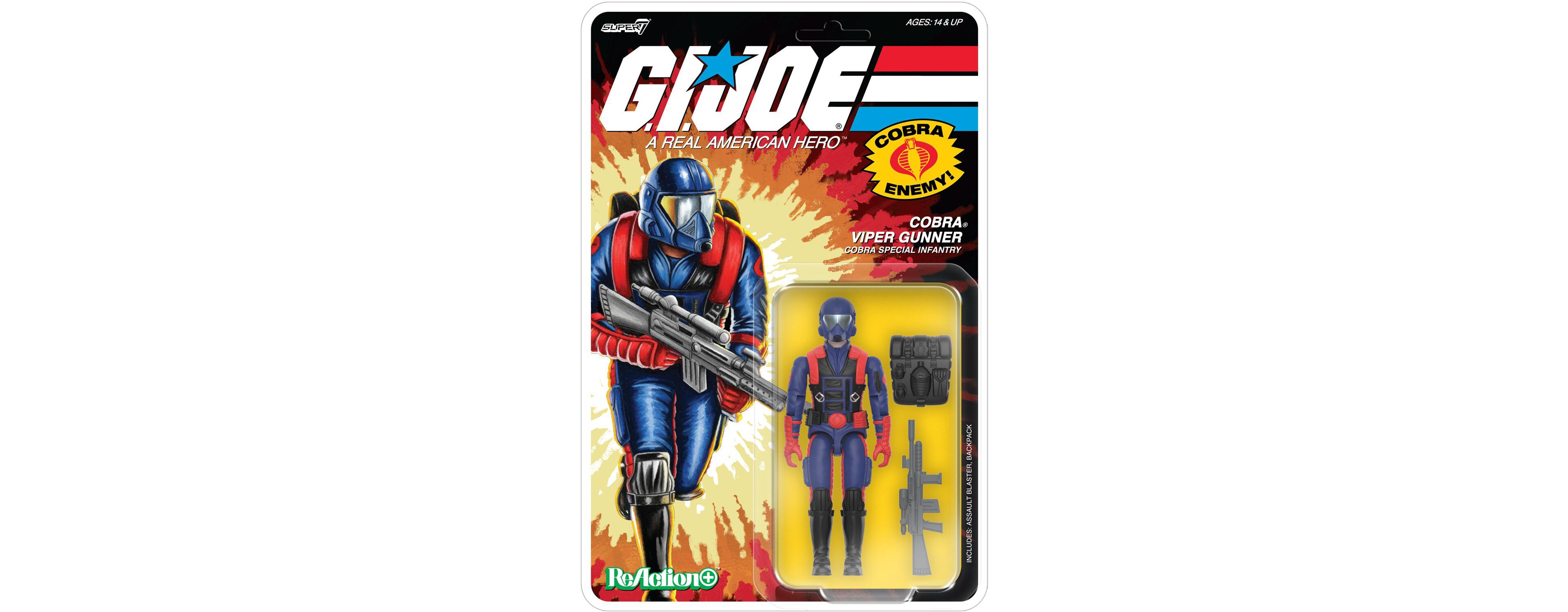 Super7 G.i. Joe ReAction+ Wave 9 Cobra Viper Gunner 1.65" 3-Piece Action Figure, 14+ Years