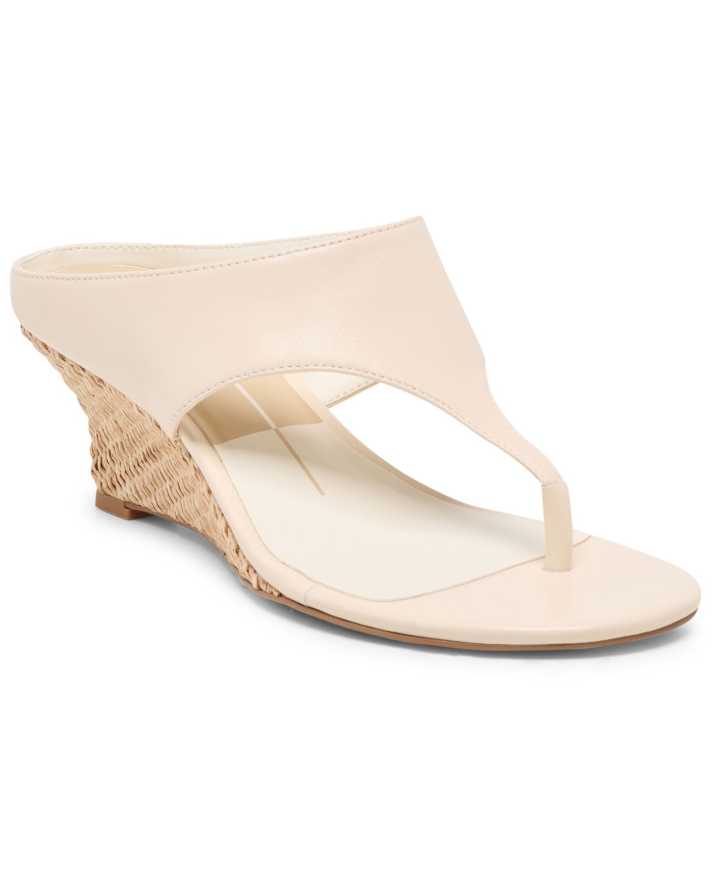 Женские сандалии Dolce Vita Symon Thong Espadrille Wedge, цвет: Алебастровый кожаный — фото 1