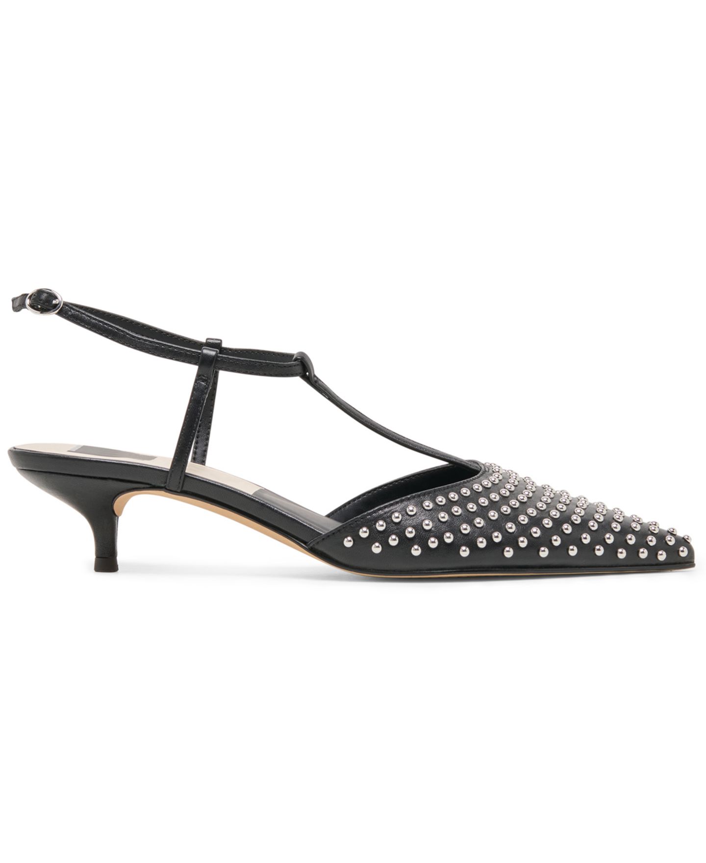 Женские туфли Dolce Vita Torena Pointed Toe T-Strap Kitten Heel, цвет: Чёрный кожаный — фото 2