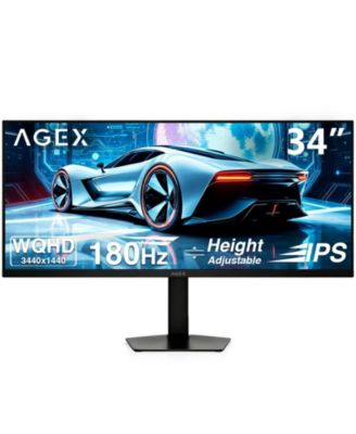 AGEX AG34W 34" Ultrawide WQHD 3440x1440 180Hz 1ms IPS Gaming Monitor, FreeSync, HDMI x2, DP x2, with Adjustable Stand