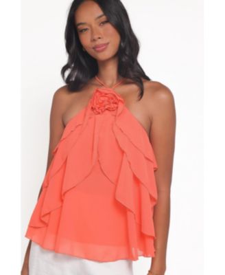 Women's Zorina Halter Neck Tiered Ruffle Chiffon Top